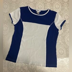 Hannah Blue and White Color Block T Shirt
